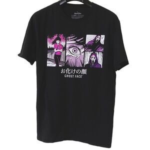 Ghost Face The Icon of Halloween Black Anime Manga Style Graphic Shirt Sz L